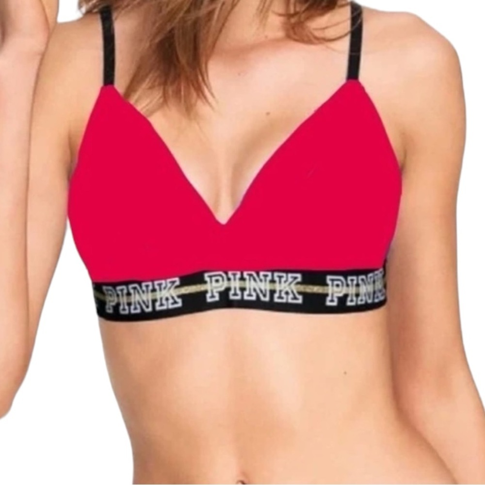 Victoria’s Secret PINK Red Underwire Wear Everywhere T-Shirt Lightly Lined Bra